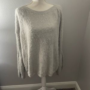 LC Lauren Conrad Mohair Trumpet Sleeve Relaxed Fit Cozy Soft Crewneck Sweater